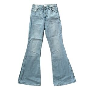 Bershka Womens Light Wash Flare Jeans Size 26 High Rise Denim